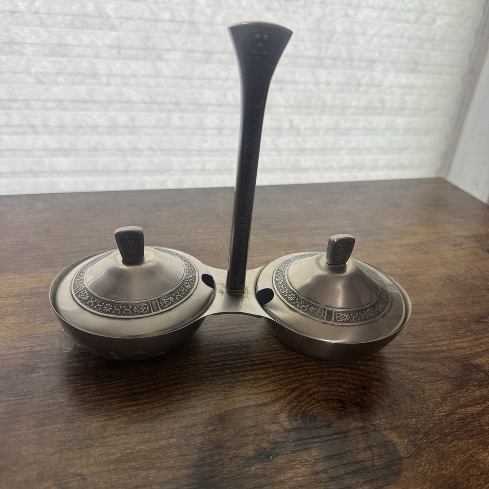 Vintage 1969 Cordova 18-8 Stainless Steel Salt Pepper‎ / Condiment Set